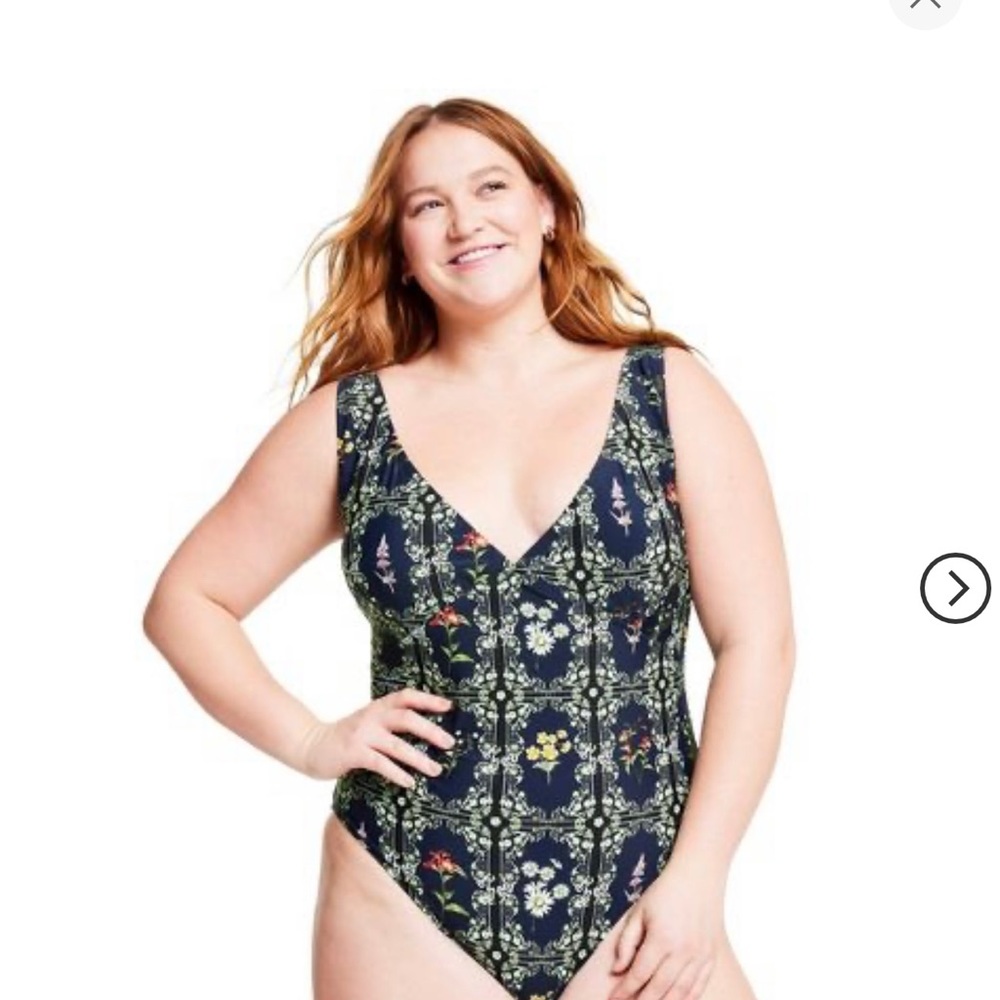 Dainty Floral Tile Print Cheeky One Piece Swimsuit - Agua Bendita x Target